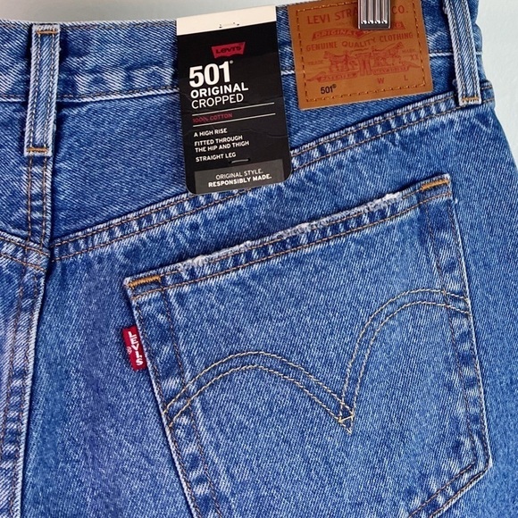 NWT Levi’s 501 High Rise Original Cropped Jeans In Athens Slide - Picture 7 of 11